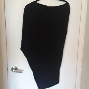 EUC- slinky black off the shoulder  mini dress